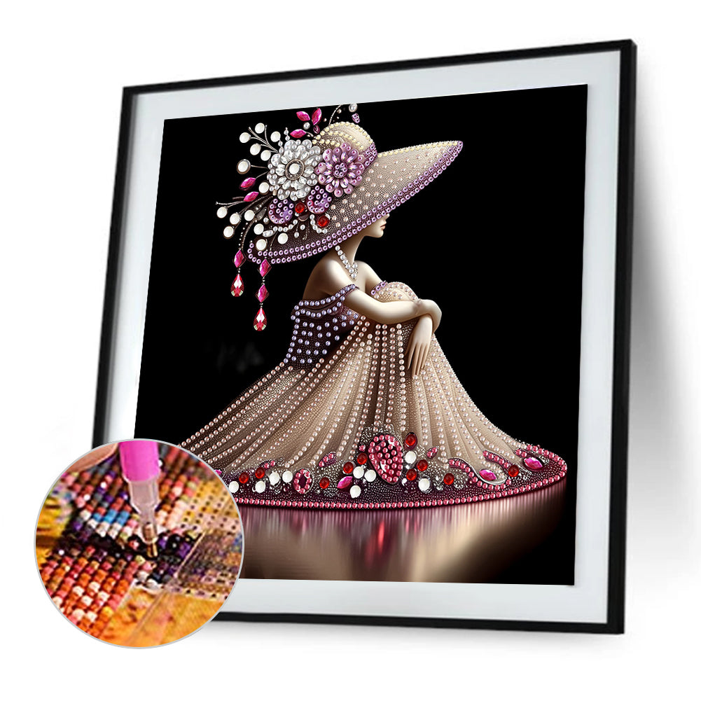 Elegant Lady In Top Hat - Special Shaped Drill Diamond Painting 30*30CM