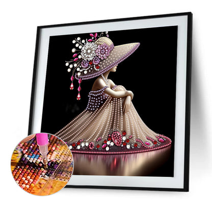 Elegant Lady In Top Hat - Special Shaped Drill Diamond Painting 30*30CM