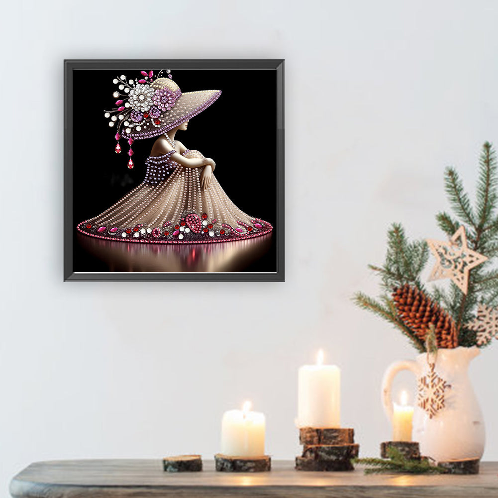 Elegant Lady In Top Hat - Special Shaped Drill Diamond Painting 30*30CM