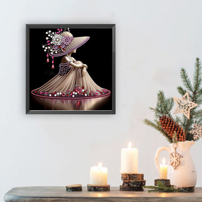 Elegant Lady In Top Hat - Special Shaped Drill Diamond Painting 30*30CM