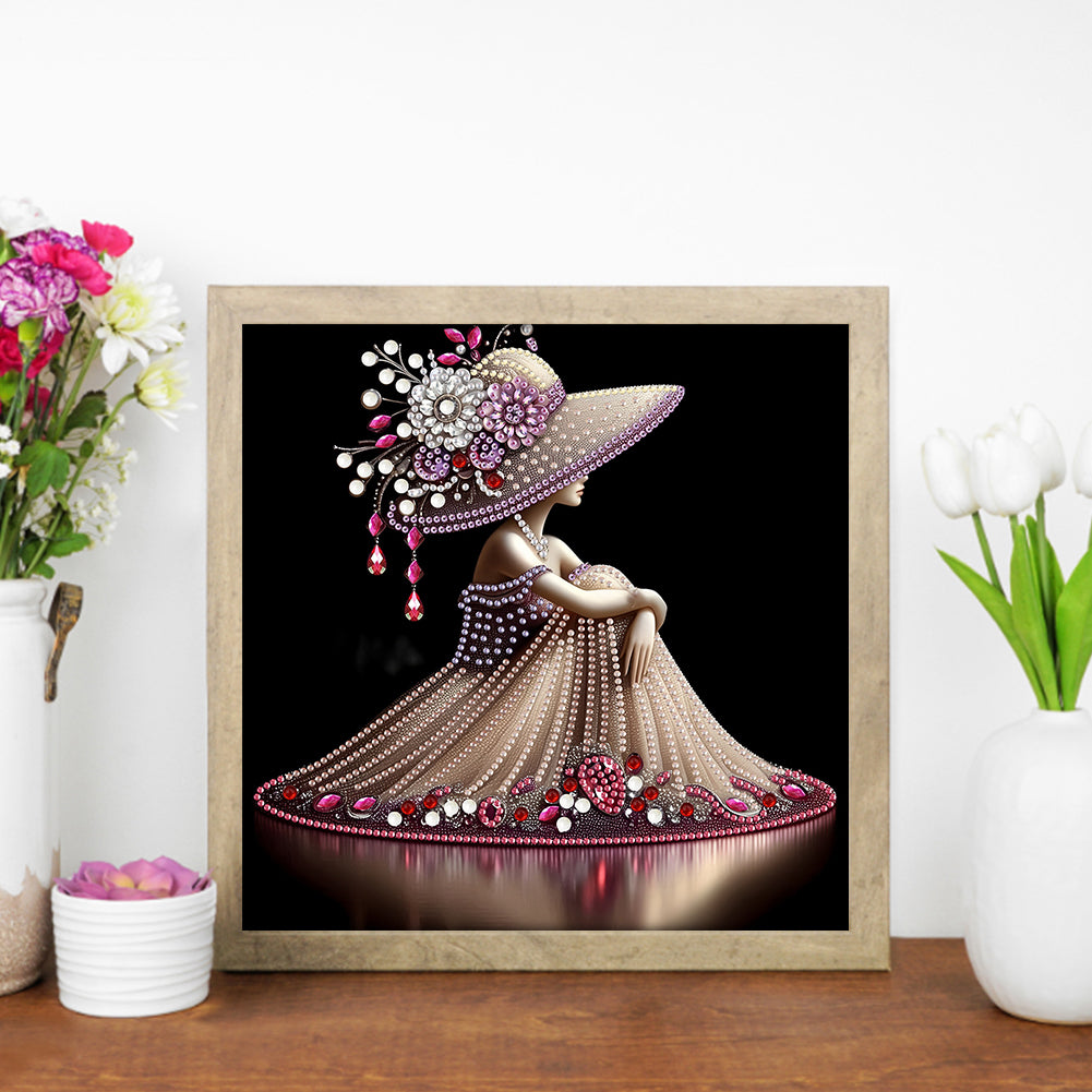 Elegant Lady In Top Hat - Special Shaped Drill Diamond Painting 30*30CM