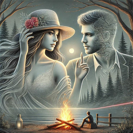 Bonfire And Couple - 11CT Stamped Cross Stitch 45*45CM