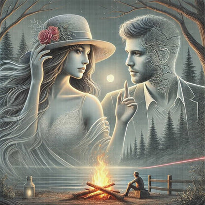 Bonfire And Couple - 11CT Stamped Cross Stitch 45*45CM