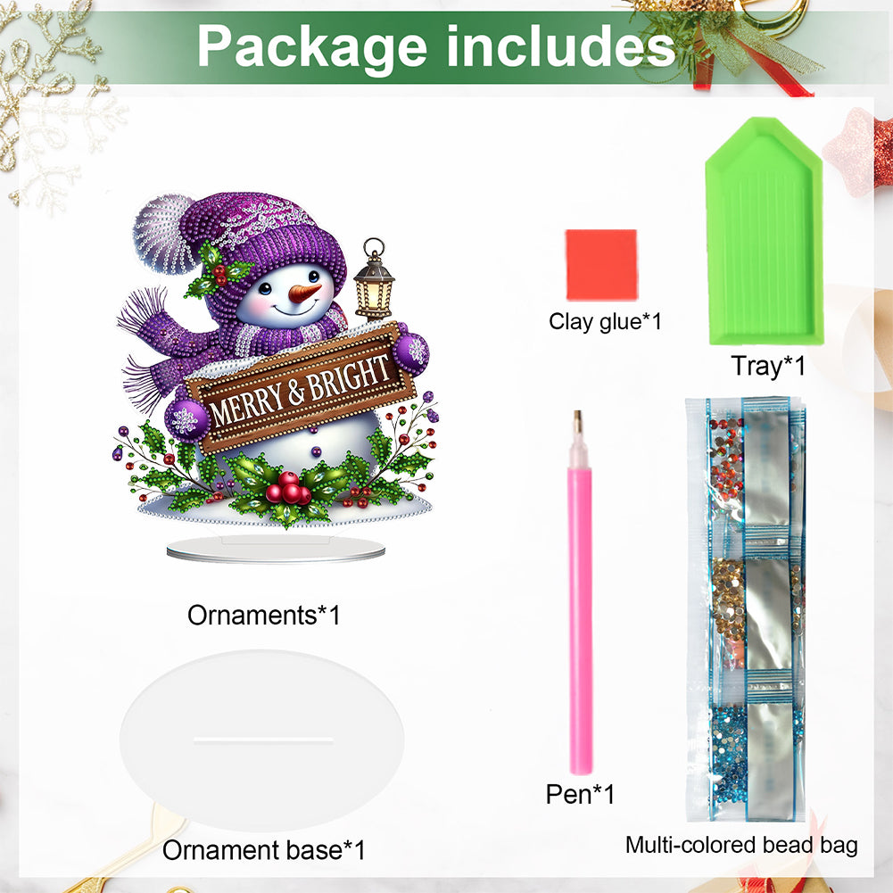 2D Flat Christmas Table Top Diamond Painting Ornament Kits Double-sided Effect