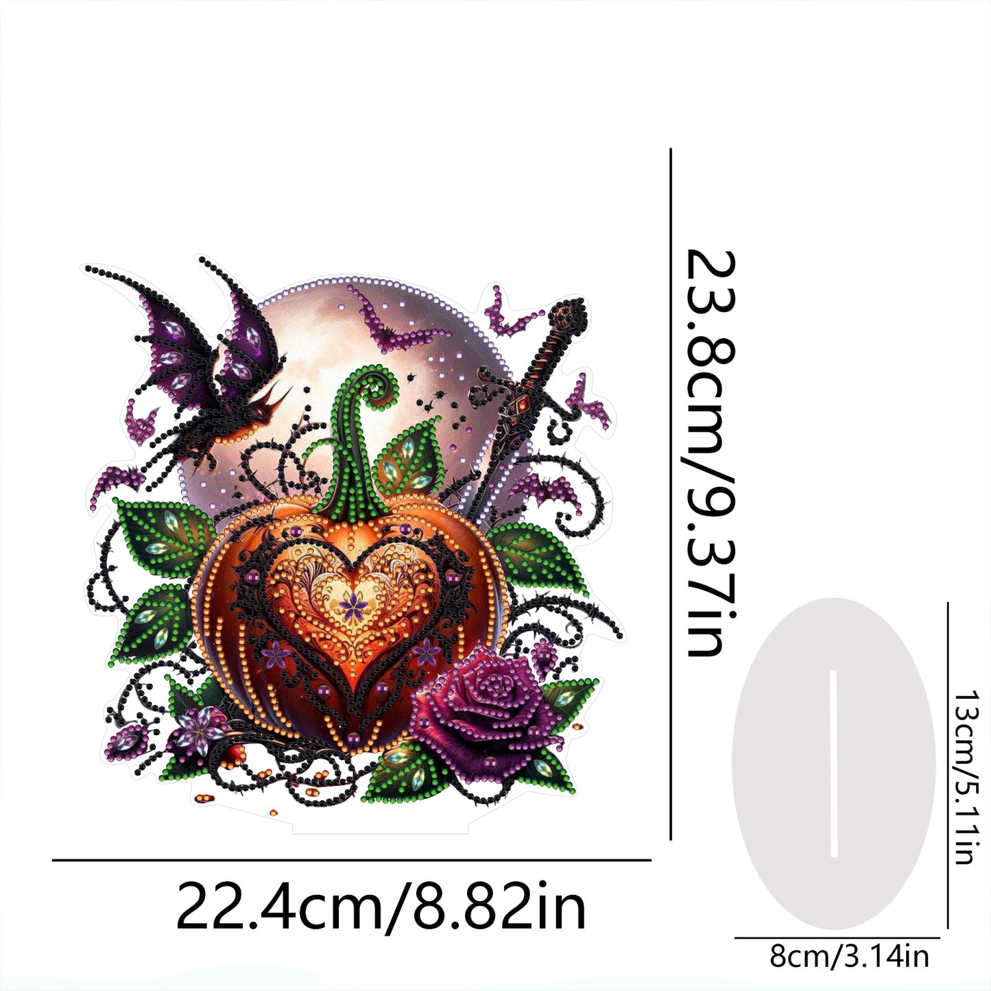 2D Flat Halloween Pumpkin Print Desktop Diamond Art Kits Double-sided Effect