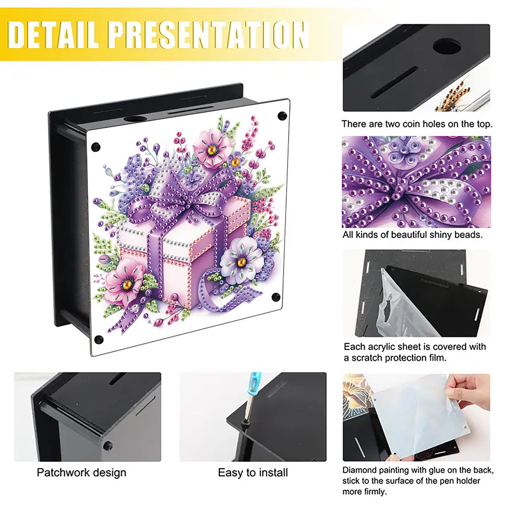 Cat Diamond Painting Money Saving Box Diamond Painting Change Holder Case Decors