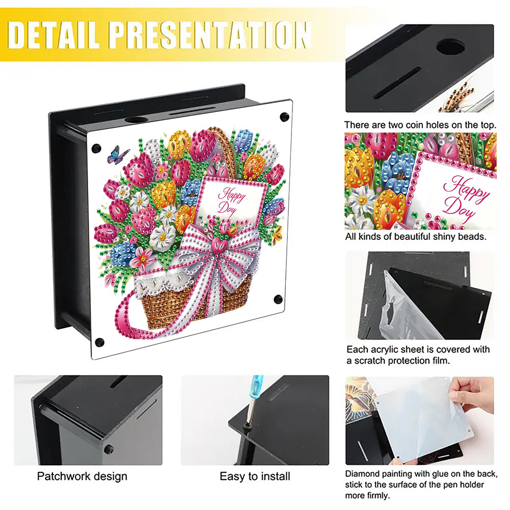Cat Diamond Painting Money Saving Box Diamond Painting Change Holder Case Decors