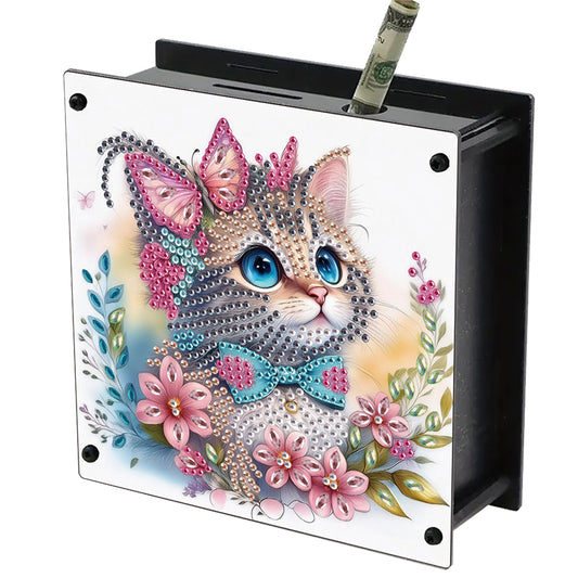 Cat Diamond Painting Money Saving Box Diamond Painting Change Holder Case Decors