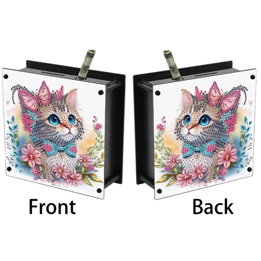 Cat Diamond Painting Money Saving Box Diamond Painting Change Holder Case Decors