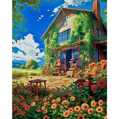 Flower Hut - 16CT Stamped Cross Stitch 50*60CM