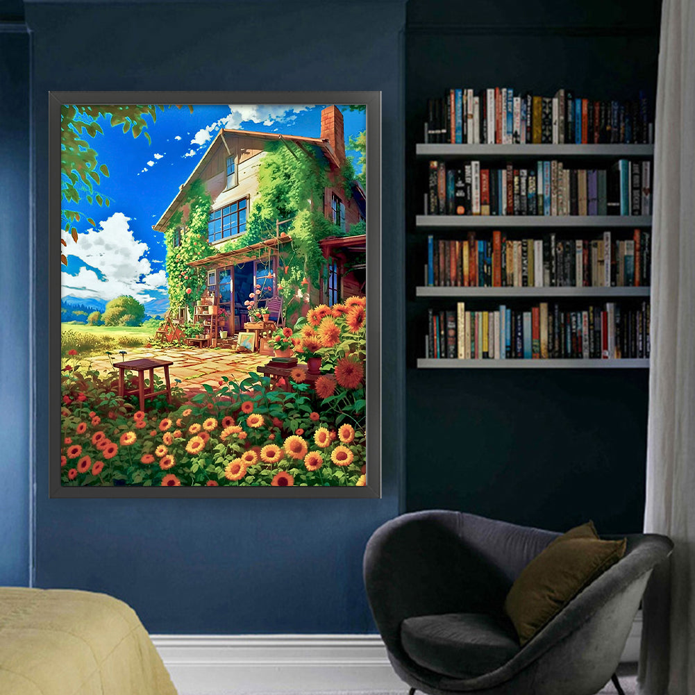 Flower Hut - 16CT Stamped Cross Stitch 50*60CM