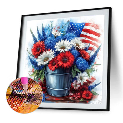 Independence Day Flower Pot Bouquet - Full Round Drill Diamond Painting 30*30CM