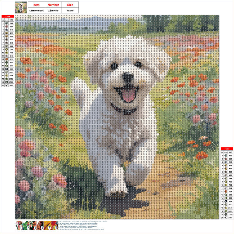 Puppy - Full Round Drill Diamond Painting 40*40CM