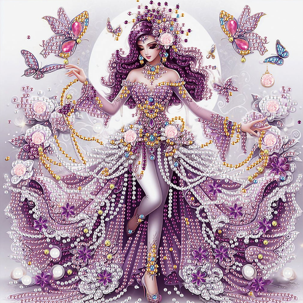 Elegant Girl With Beautiful Skirt - Special Shaped Drill Diamond Painting 30*30CM