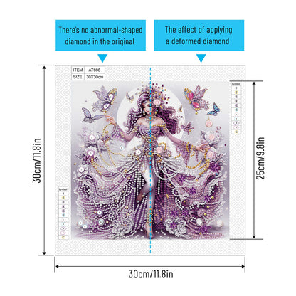 Elegant Girl With Beautiful Skirt - Special Shaped Drill Diamond Painting 30*30CM