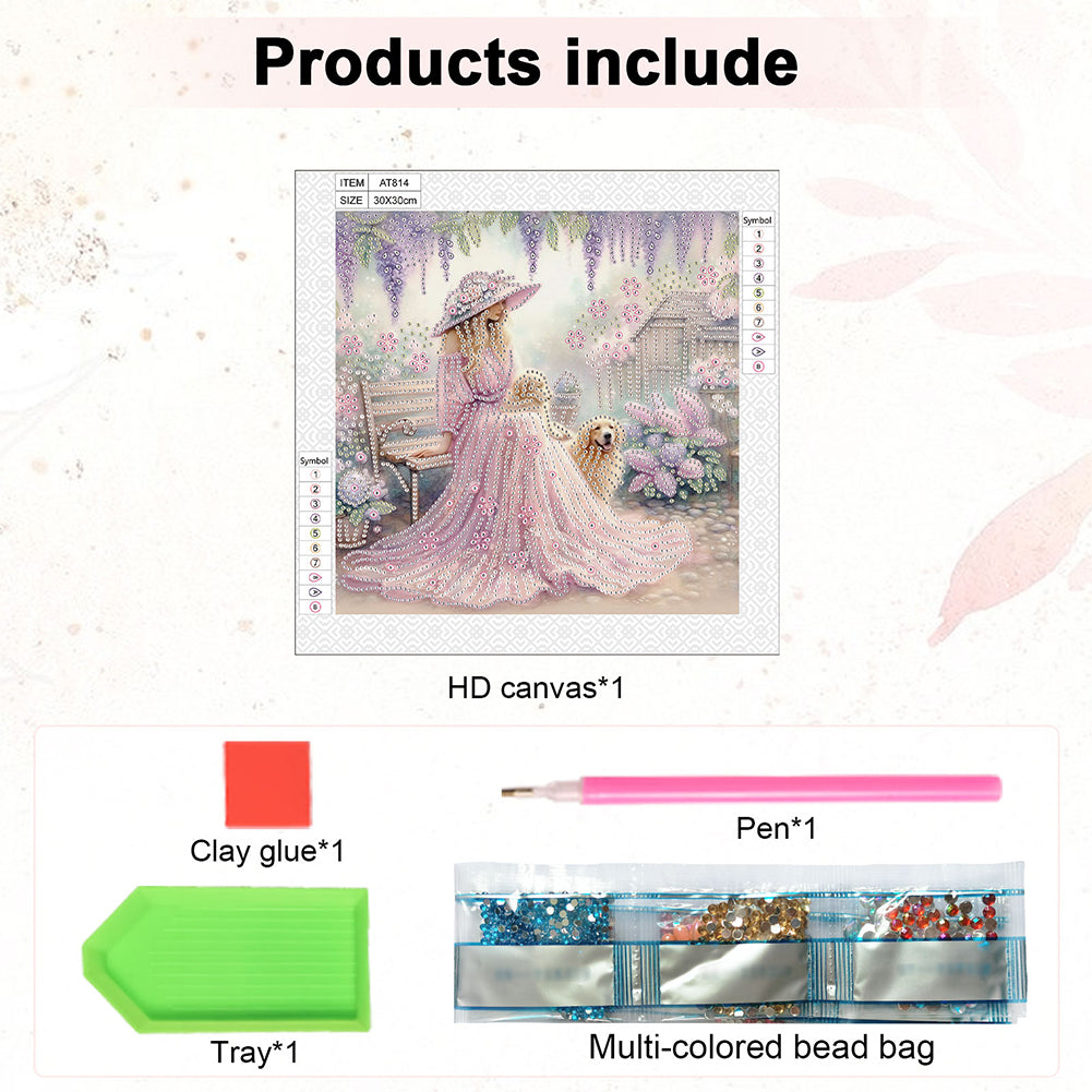Elegant Girl With Beautiful Skirt - Special Shaped Drill Diamond Painting 30*30CM