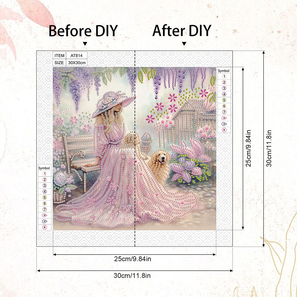 Elegant Girl With Beautiful Skirt - Special Shaped Drill Diamond Painting 30*30CM