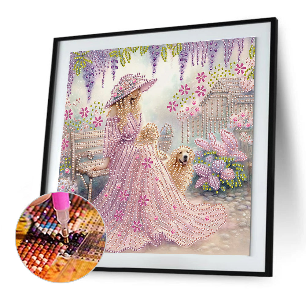 Elegant Girl With Beautiful Skirt - Special Shaped Drill Diamond Painting 30*30CM