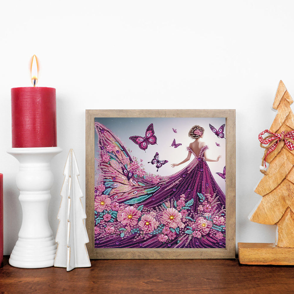 Elegant Girl With Beautiful Skirt - Special Shaped Drill Diamond Painting 30*30CM