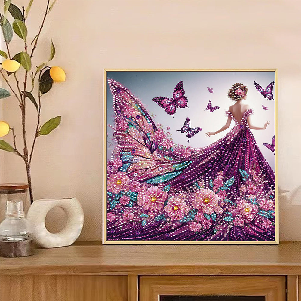 Elegant Girl With Beautiful Skirt - Special Shaped Drill Diamond Painting 30*30CM