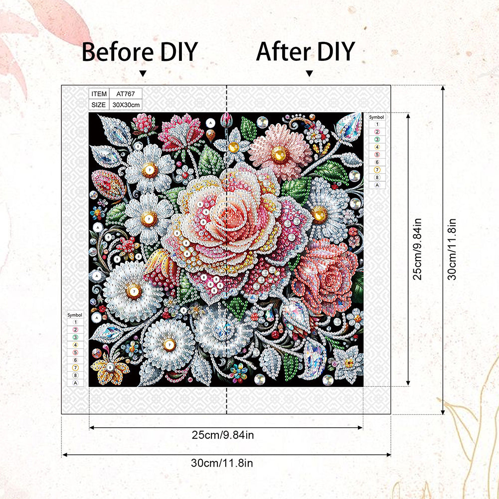 Flower In A Bouquet - Special Shaped Drill Diamond Painting 30*30CM