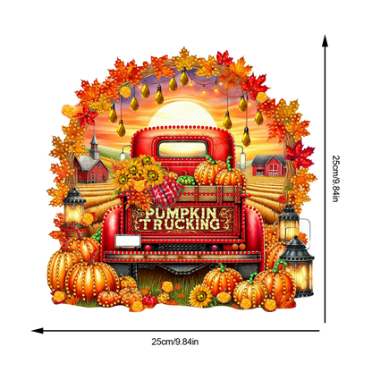 Fall Truck Theme 2D/Flat DIY Diamond Art Pendant Wall Decor for Home & Windows