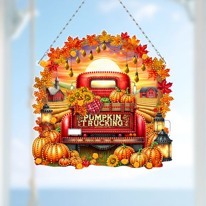 Fall Truck Theme 2D/Flat DIY Diamond Art Pendant Wall Decor for Home & Windows