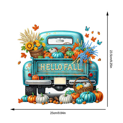 Fall Truck Theme 2D/Flat DIY Diamond Art Pendant Wall Decor for Home & Windows