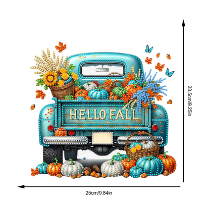 Fall Truck Theme 2D/Flat DIY Diamond Art Pendant Wall Decor for Home & Windows