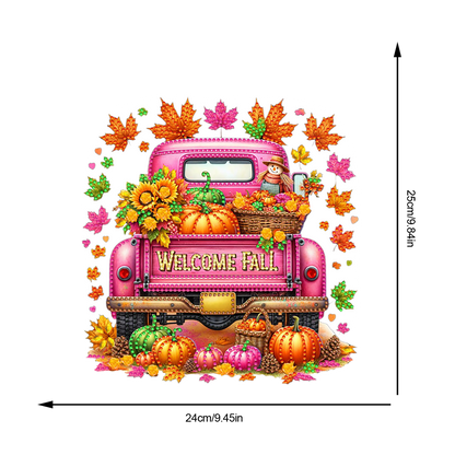 Fall Truck Theme 2D/Flat DIY Diamond Art Pendant Wall Decor for Home & Windows