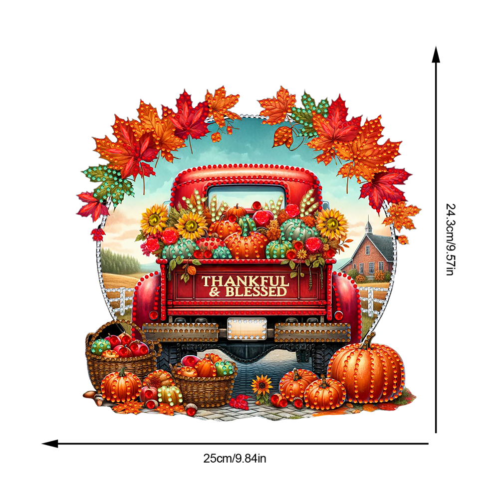 Fall Truck Theme 2D/Flat DIY Diamond Art Pendant Wall Decor for Home & Windows