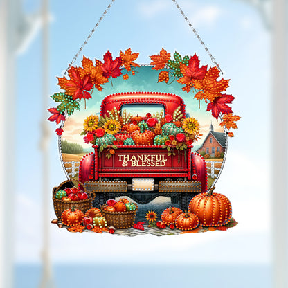Fall Truck Theme 2D/Flat DIY Diamond Art Pendant Wall Decor for Home & Windows