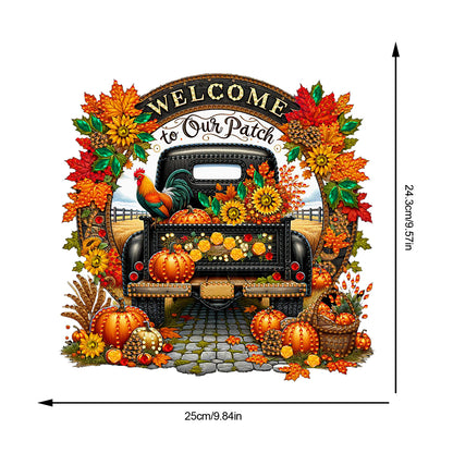 Fall Truck Theme 2D/Flat DIY Diamond Art Pendant Wall Decor for Home & Windows