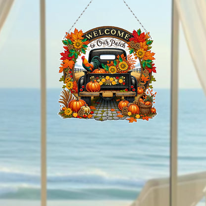 Fall Truck Theme 2D/Flat DIY Diamond Art Pendant Wall Decor for Home & Windows