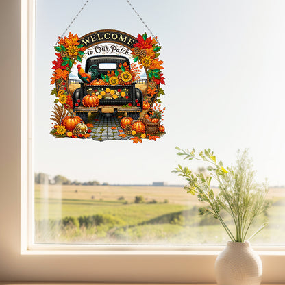 Fall Truck Theme 2D/Flat DIY Diamond Art Pendant Wall Decor for Home & Windows