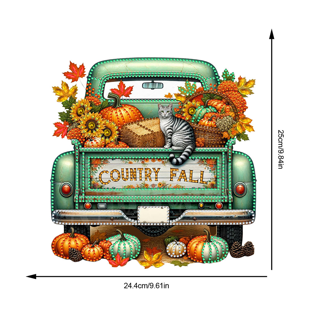 Fall Truck Theme 2D/Flat DIY Diamond Art Pendant Wall Decor for Home & Windows