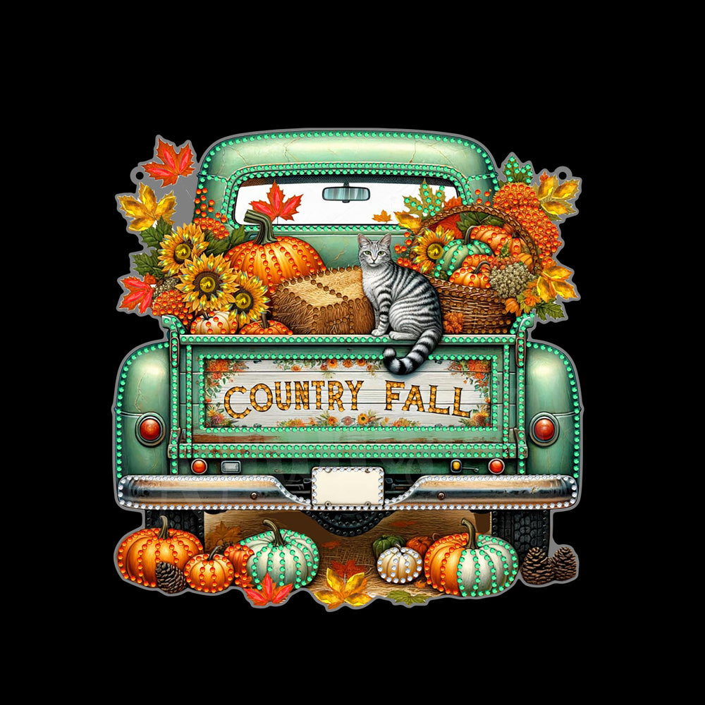 Fall Truck Theme 2D/Flat DIY Diamond Art Pendant Wall Decor for Home & Windows