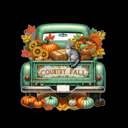 Fall Truck Theme 2D/Flat DIY Diamond Art Pendant Wall Decor for Home & Windows