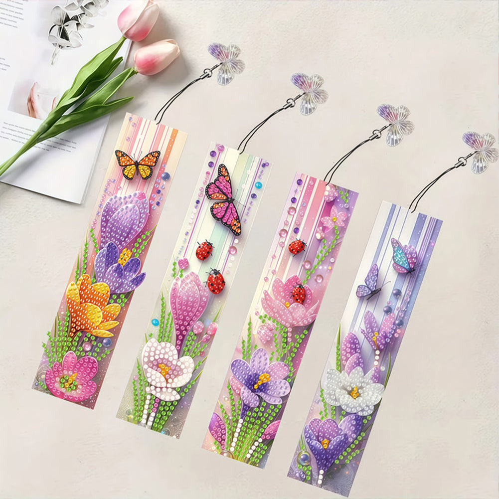 3Pcs Flower Patterns DIY Diamond Painting Art Bookmarks for Reading Enthusiasts