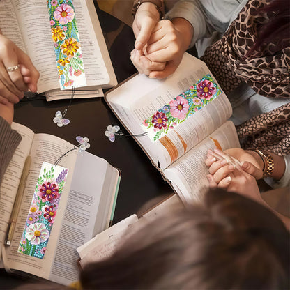 3Pcs Flower Patterns DIY Diamond Painting Art Bookmarks for Reading Enthusiasts