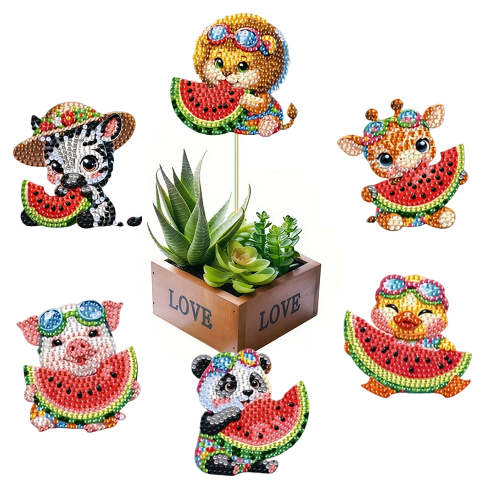 6Pcs Animal Stakes Diamond Painting Kits DIY Diamond Art Kits for Beginners