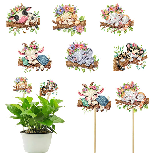 6Pcs Animal Stakes Diamond Painting Kits DIY Diamond Art Kits for Beginners