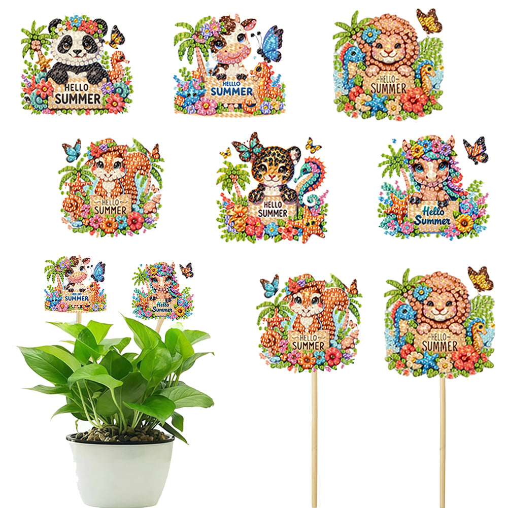 6Pcs Animal Stakes Diamond Painting Kits DIY Diamond Art Kits for Beginners