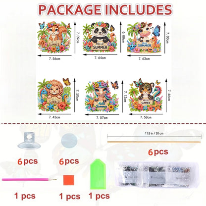 6Pcs Animal Stakes Diamond Painting Kits DIY Diamond Art Kits for Beginners