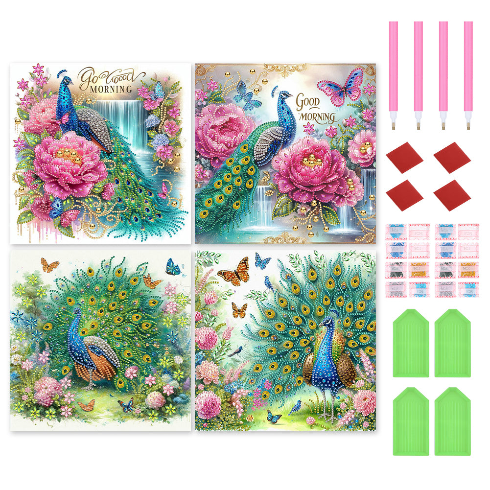 4 Pcs Peacock - Special Shaped Drill Diamond Painting 30*30CM