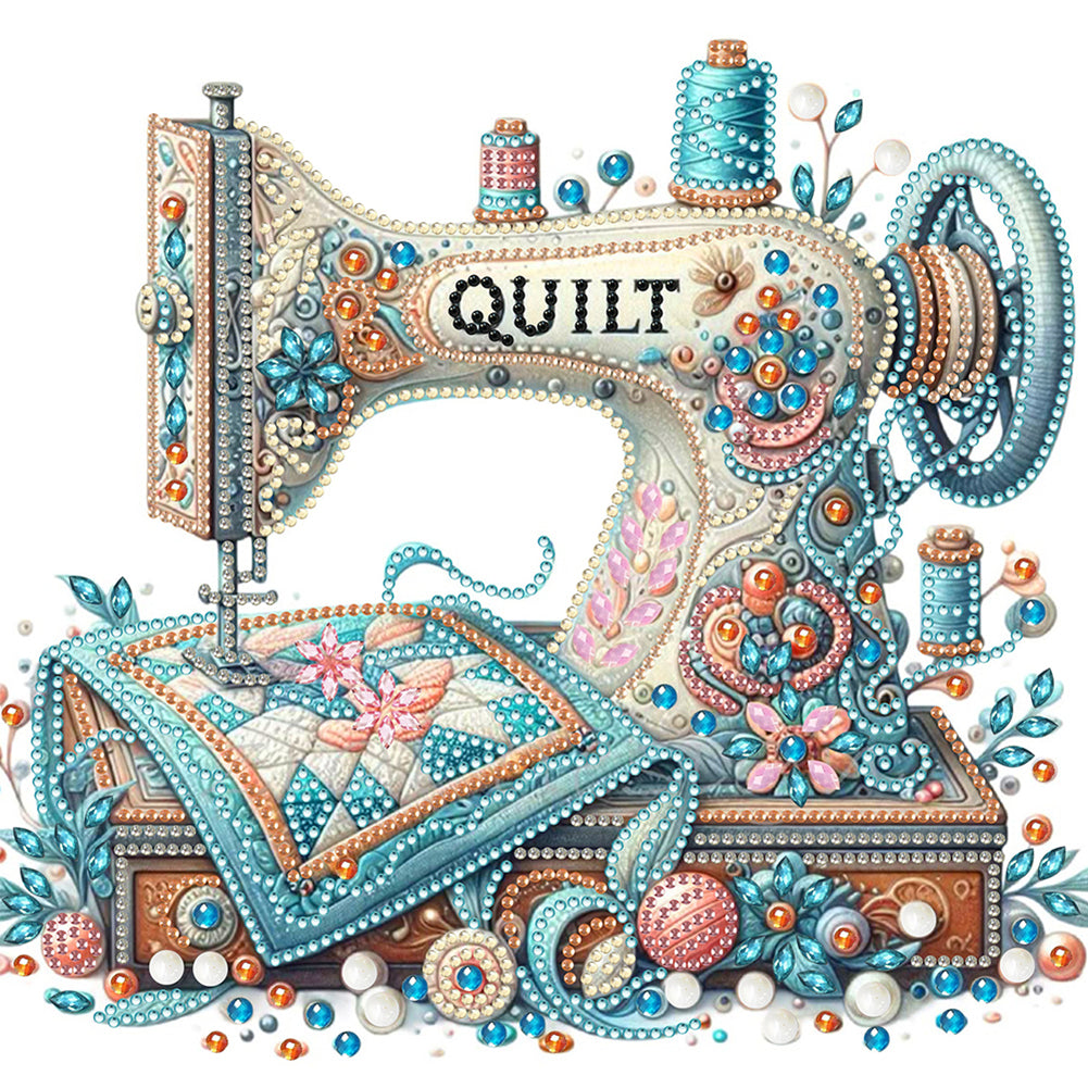 4 Pcs Sewing Machine And Flowers - Special Shaped Drill Diamond Painting 30*30CM