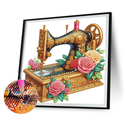 4 Pcs Sewing Machine And Flowers - Special Shaped Drill Diamond Painting 30*30CM