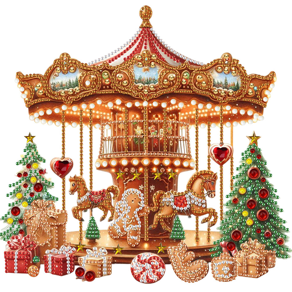4 Pcs Carousel And Christmas Tree - Special Shaped Drill Diamond Painting 30*30CM