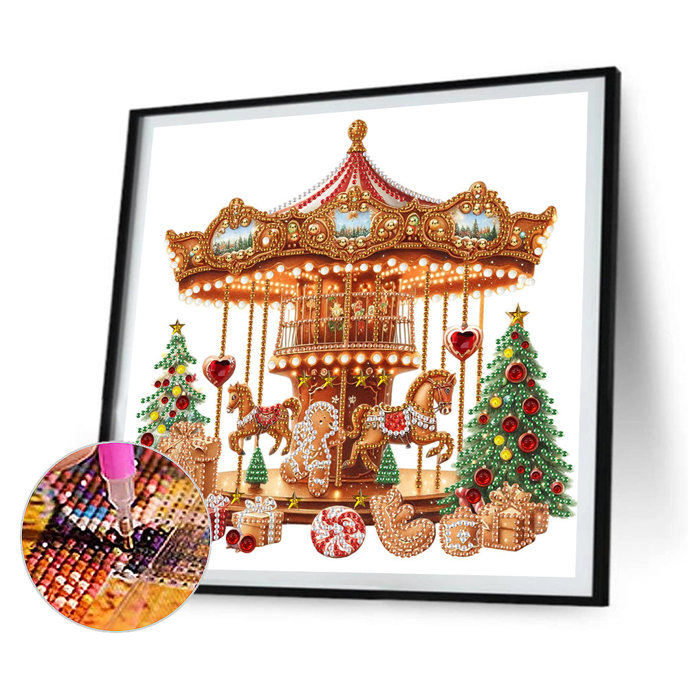 4 Pcs Carousel And Christmas Tree - Special Shaped Drill Diamond Painting 30*30CM