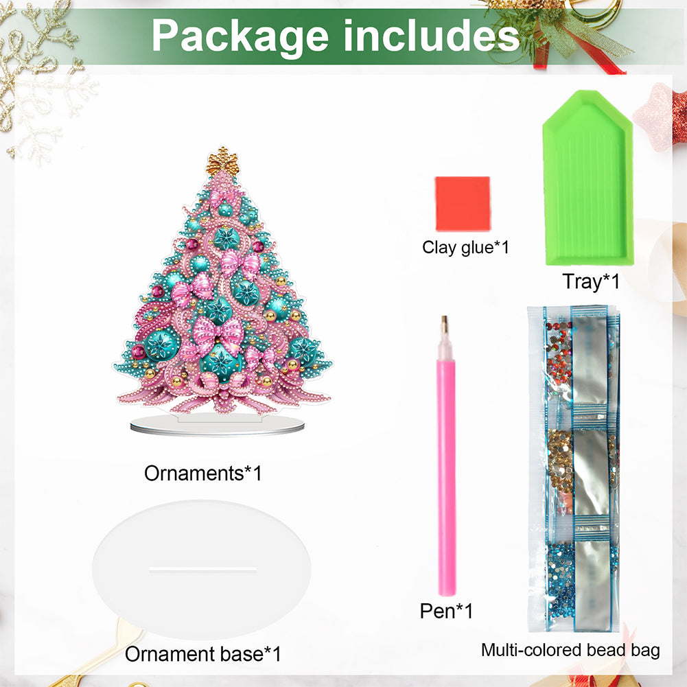 2D Flat Christmas Tree Print DIY Diamond Painting Tabletop Ornaments Decorations